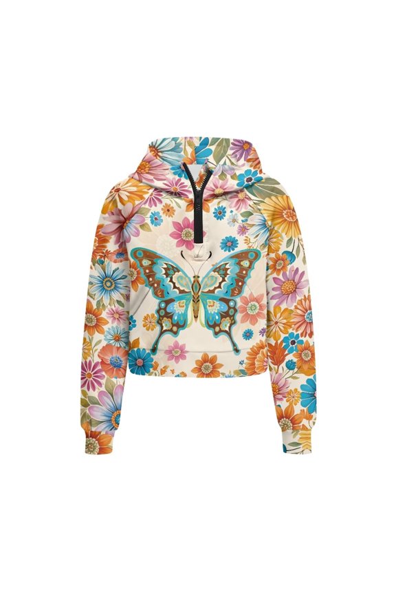 Bohemian Butterfly Flower Hunting Cowboy Sweatshirt with Pocket Animal Sweatshirts Wolf Sweatshirt Tiger Sweatshirts Size 11-12