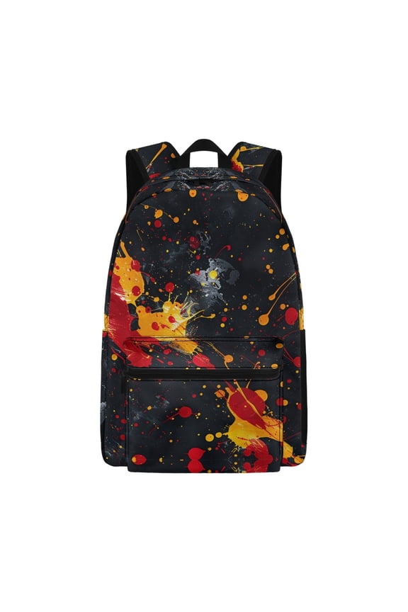 Bold Casual Backpack featuring Red Yellow Paint Splatter - Great for Daily Commute and Outdoor Travel