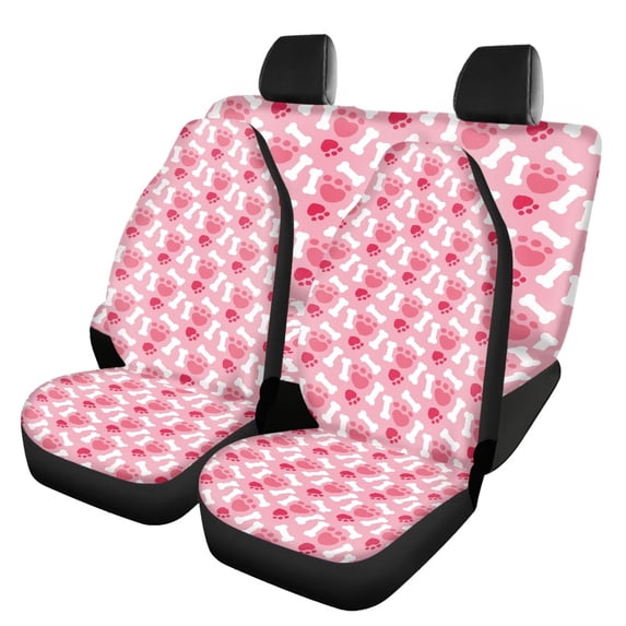 Uourmeti Bone Heart Paws Car Seat Covers Full Set Auto Accessories Car Front Seat Covers Comfortable Driving Easy to Install Full Backrest Fit for Cars Trucks