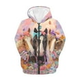 thumbnail image 1 of Uourmeti Bow Tie Butterfly Florals Horse Zip Up Hoodie with Pockets Long Sleeve Lightweight Comfy Casual Outerwear for Girls Teens Size 6-9, 1 of 7
