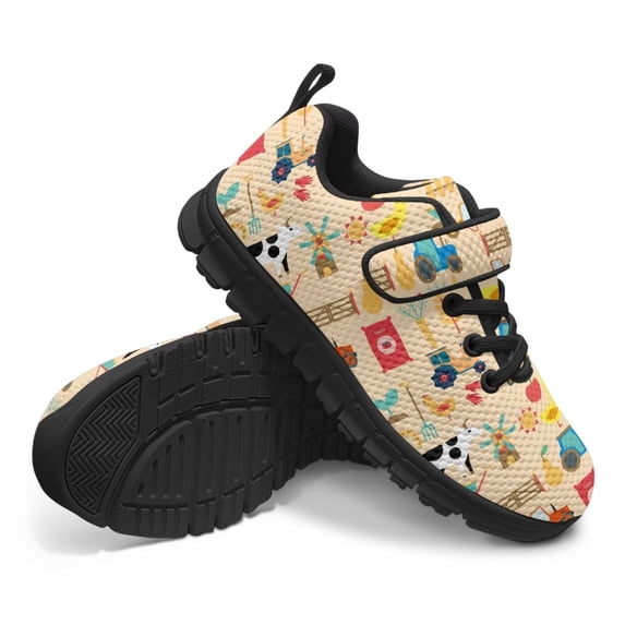 Uourmeti Boys Cartoon Trucks Shoes Kids Unisex Fashion Sneakers Lace-Up Shoes Tennis Running Hiking Sneakers for Boys and Girls Size 13 Little Kid