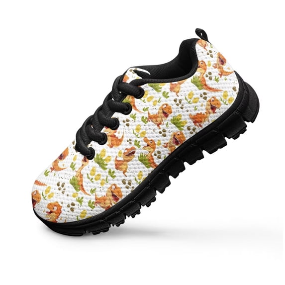 Uourmeti Boys Dinosaur Sneakers Size 1 Kids Cartoon Sneakers Knitted Mesh Sports Shoes Comfortable Lace up Jogging Athletic Walking Shoes