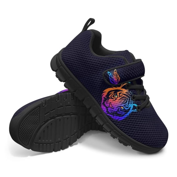 Uourmeti Boys Tiger Running Shoes Size 1 Big Kid School Sneakers Cool Print Knitted Mesh Sports Shoes Breathable Lightweight Athletic Tennis Walking Casual Shoes with One Strap