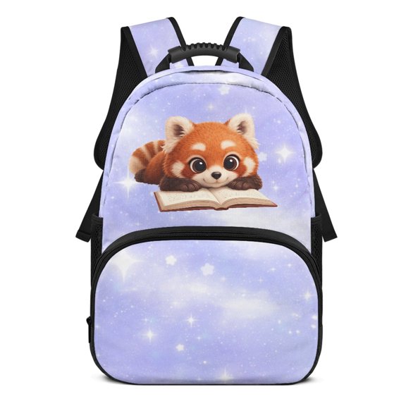 Uourmeti Breathable Backpack for Shopping School, Polyester Large Capacity Bag, Red Panda Science Theme