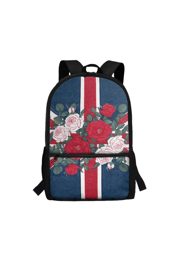 British Rose Union Adjustable Comfort Straps Backpack for School Outdoor, Smooth Zipper Large Capacity School Backpack Lightweight Student Bookbag