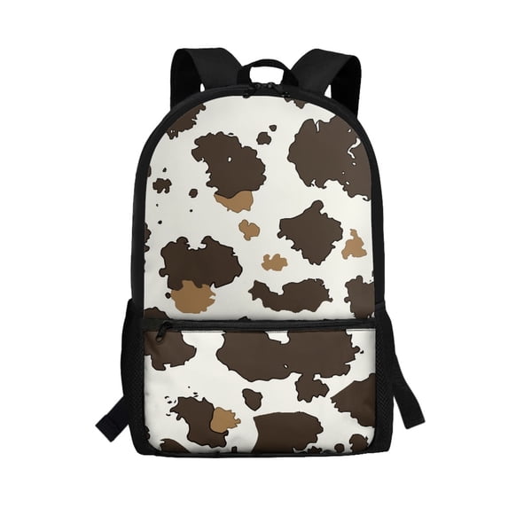 Uourmeti Brown Striped Pattern Backpack, Lightweight Polyester Backpack 17 Inch Smooth Zipper Student Bookbag for Night Out Travel