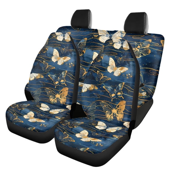 Uourmeti Butterflie Car Seat Covers Full Set 3 Pieces, Car Accessories Set Polyester Washable Auto Decor for Sedans Most Sedans Truck