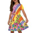 thumbnail image 1 of Uourmeti Butterfly Girls Short Sleeve Dress Flowers Summer Crewneck Midi Casual Swing Dresses with Pockets Wedding Party Dress, 1 of 6