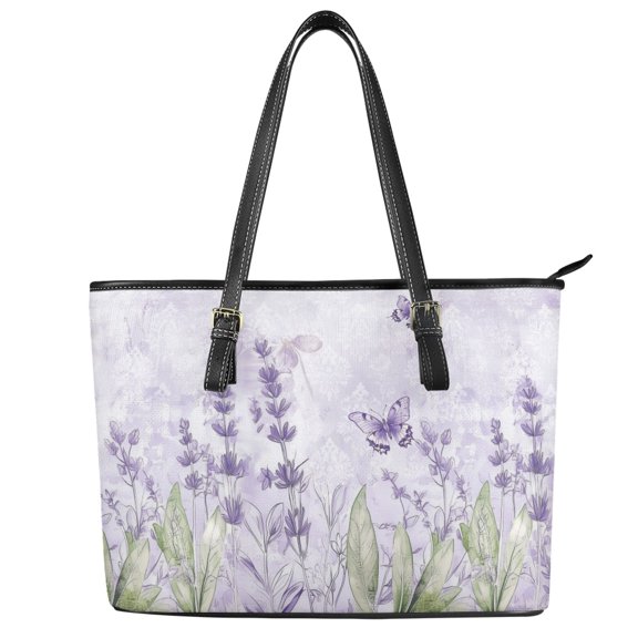 Uourmeti Butterfly Tote Bag for Work, PU Leather Handbag with Portable Large Capacity Saddle Handbag