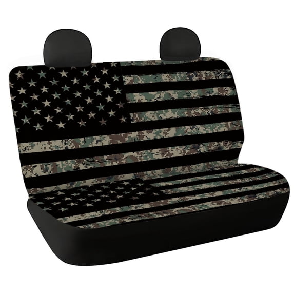 Uourmeti Camo American Flag Print, Comfortable Car Back Seat Covers Set of 2 Stretch Non-Slip Auto Back Seat Protectors for Interior Car Interior