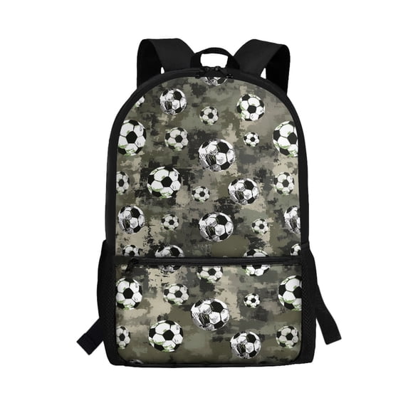 Uourmeti Camo Soccer Ball Print Durable Backpack for Camping School, Large Storage High Quality Polyester Backpack Not Easy To Fade Bookbag