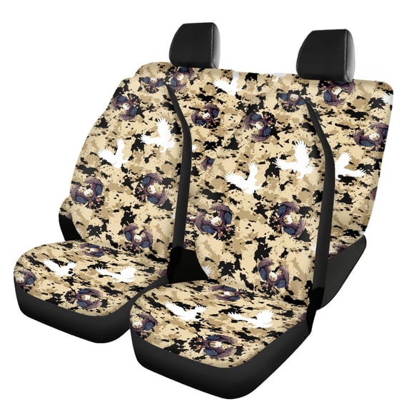 Uourmeti Camouflage Eagle Print Car Seat Covers Full Set 3 PCS Front and Back Seat Protector Easy to Install Car Seat Protection Suitable for Truck Cars