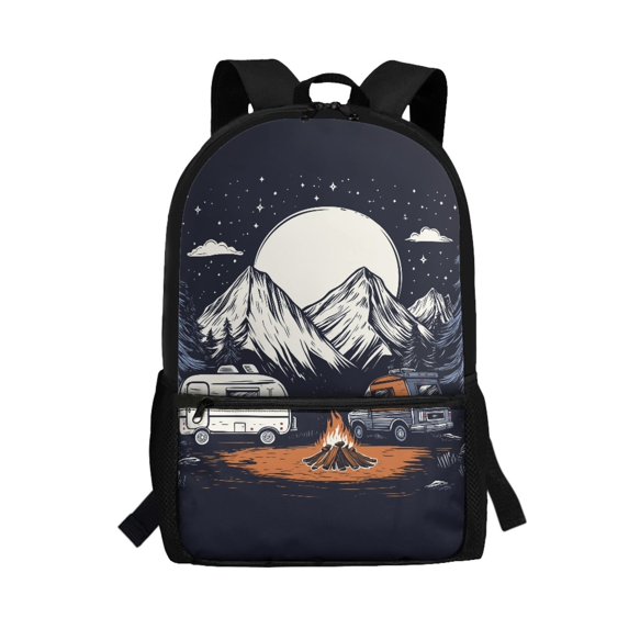 Uourmeti Camping Campfire Print Comfort Backpack for Boys, 17 Inch Premium Quality Big Storage Space Daily Backpack for School Shopping