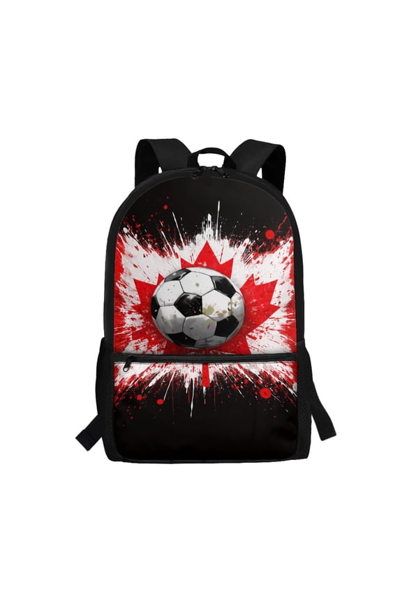 Canada Soccer Splash Pattern Soft Backpack, 17 Inch Durable Fabric Travel Backpack Fine Craftsmanship Bookbag for Men