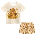 thumbnail image 1 of Uourmeti Capybara Book for Girls Loungewear Suit Short Sleeve Clothing Sets Summer Soft 2 Piece Set Casual Cute Tank Tops with Elastic Waisted Shorts Side Pockets Comfy Kids Outfits, 1 of 5