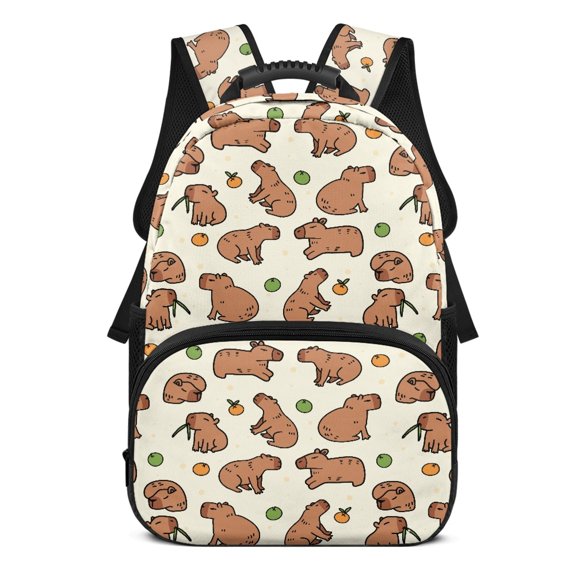 Uourmeti Capybara Pattern Waterproof School Backpack, Polyester Fabric Personalized Adjustable Strap Travel Ruckpack for Daily Use Daypack