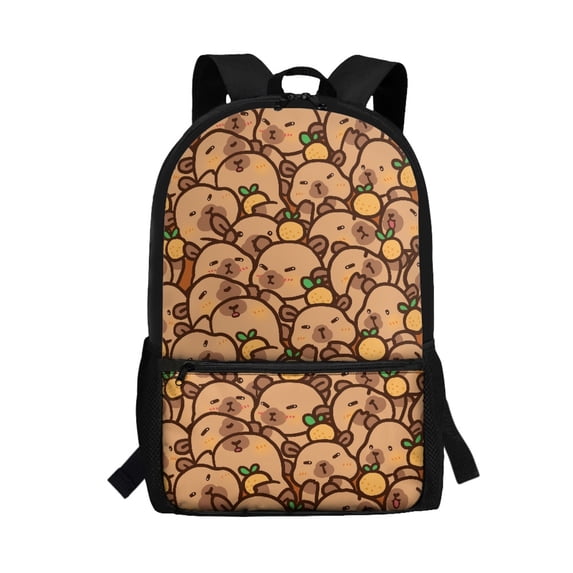 Uourmeti Capybaras Backpack, Comfort Straps Polyester Backpack 17 Inch Spacious Interior School Backpack for Work Outdoor