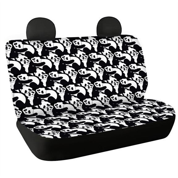 Uourmeti Car Back Seat Covers for Auto Interior Automotive, Cute Panda 2 Pack Car Rear Seat Protectors Protects Against Pet Hair Easy to Install