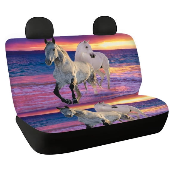 Uourmeti Car Back Seat Covers for Auto Interior Automotive, Running Horses 2 Pack Car Rear Seat Protectors Protects Against Dog Hair Easy to Install