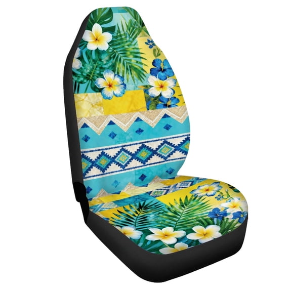 Uourmeti Car Seat Cover Anti Scratch Polyester, Compatible with Car Interior, Fit for Trucks SUVs, Tropical Flower Leaf Print