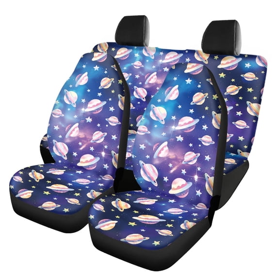 Uourmeti Car Seat Covers Full Set Full Backrest Polyester, Compatible with Auto Interior Sedan Seats, for Trucks most Cars, Planet Stars
