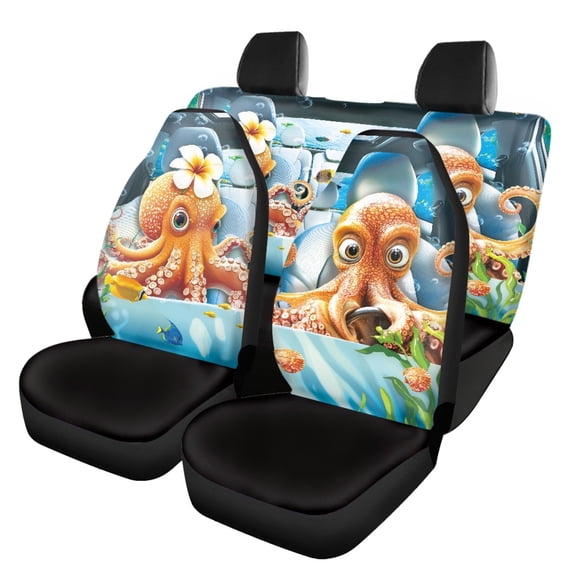 Uourmeti Car Seat Covers Full Set Polyester, Compatible with SUV Seats Auto Interior, for Trucks Cars, Octopus Driving