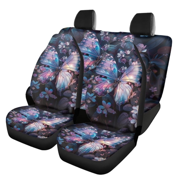 Uourmeti Car Seat Covers Interior Anti-Slip Car Seat Covers Full Set Polyester Lightweight Easy to Install, Fit for Truck Most Sedans Trucks, Butterfly Floral Print