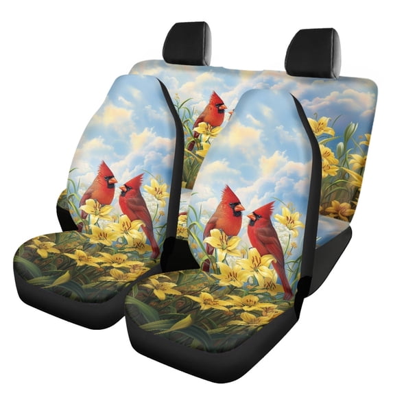 Uourmeti Cardinal Lily Sky Durable Car Seat Covers Full Set Car Seat Cover Sets, Car Interior Decor Compatible with most Cars SUV
