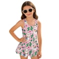 thumbnail image 1 of Uourmeti Cartoon Alpaca & Cactus Print Girls One Piece Swim Dress - Sleeveless Skirted Bathing Suit, Quick Dry Stretchy Swimwear for Summer Beach & Pool, 1 of 8
