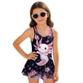 thumbnail image 1 of Uourmeti Cartoon Axolotl & Cherry Blossom Girls' One Piece Swim Dress - Quick Dry, Stretchy Skirted Bathing Suit for Beach & Pool, 1 of 8