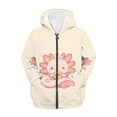 thumbnail image 1 of Uourmeti Cartoon Axolotl Doughnut Zip Up Hoodie with Pockets Long Sleeve Lightweight Comfy Casual Outerwear for Girls Teens Size 6-9, 1 of 7