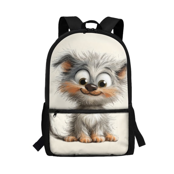 Uourmeti Cartoon Cat Smiling Face Large Capacity Backpack, 17 Inch Front Pocket School Backpack Premium Quality Student Bookbag for Men
