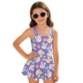 thumbnail image 1 of Uourmeti Cartoon Easter Bunny & Egg Skirted One Piece Swim Dress - Quick Dry, Stretchy Bathing Suit for Girls | Perfect for Beach & Pool Vacations, 1 of 8