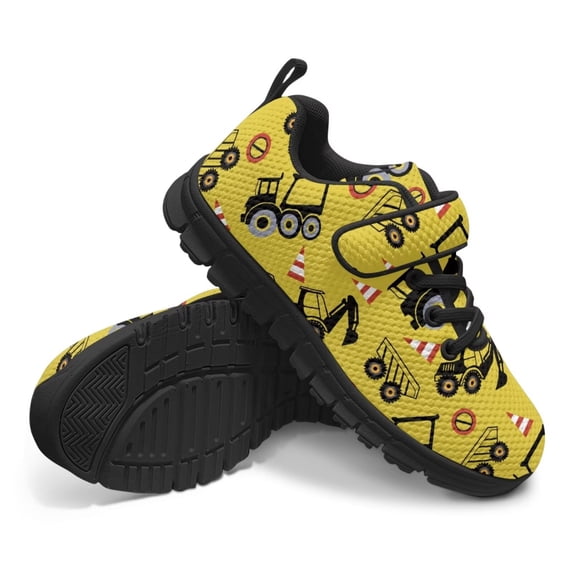Uourmeti Cartoon Excavator Truck Shoes for Boys Kids Sneakers Lightweight Hiking Running Outdoor Walking Tennis Shoes Non Slip Fashion Sneakers Size 13
