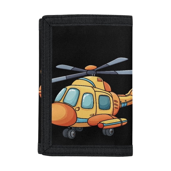 Uourmeti Cartoon Helicopter Children's Trifold Wallet, Lightweight Polyester Toddler Purse for School and Daily Outdoor Use