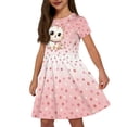 thumbnail image 1 of Uourmeti Cat Kids Dresses Summer Short Sleeve Crew Neck Knee-Length A-Line Dress with Pockets Cute Swing Dresses for 9-10 Years Girls, 1 of 6