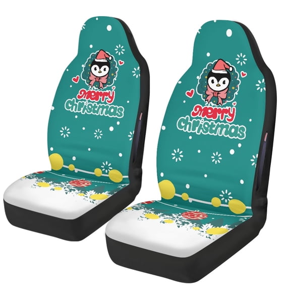 Uourmeti Christmas Front Seat Covers for Automobile, Easy to Install Waterproof Washable Polyester Fabric Automotive Seat Covers 2PCS for SUV Van