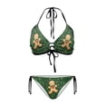 thumbnail image 1 of Uourmeti Christmas Gingerbread Man Halter Bikini Set - Cute Holiday Themed Two-Piece Triangle Swimsuit for Beach & Pool Vacation, 1 of 9