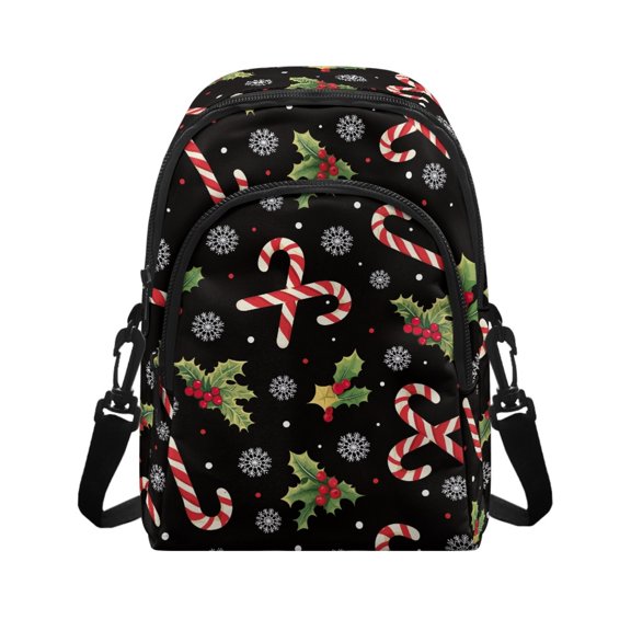 Uourmeti Christmas Small Crossbody Wallet Featuring Candy Cane Pattern, Polyester Multi Pockets Sling Bag for Hiking and Daily Travel