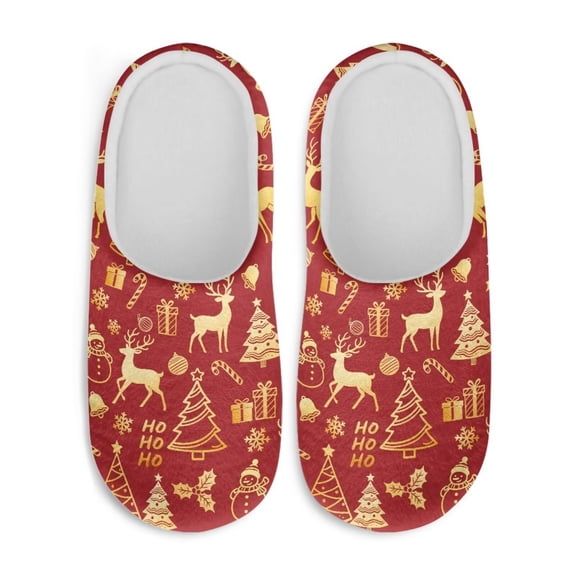 Uourmeti Christmas Theme Pattern House Shoes House Shoes Women Slip On Comfortable Sole Lightweight Easy On Memory Foam Indoor Hotel Slippers