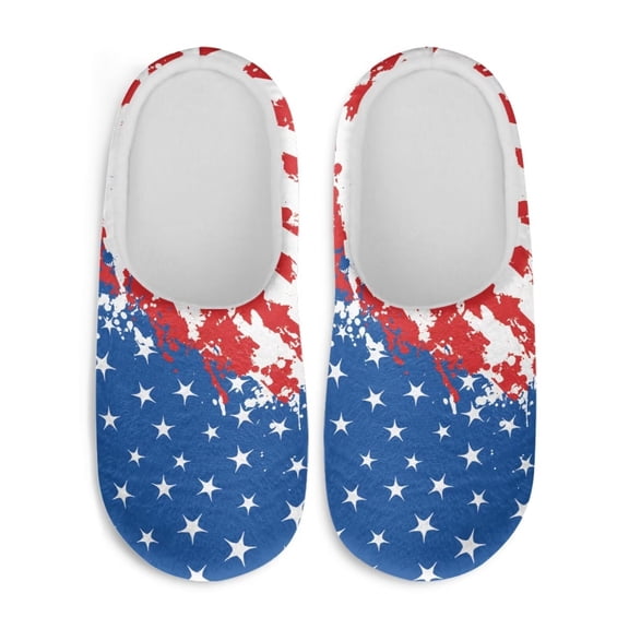 Uourmeti Classic American Flag Women's Cute Slippers Soft Plush Fuzzy Comfy Non Slip Indoor Outdoor House Shoes Warm Cozy Memory Foam Sole Lightweight
