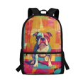 thumbnail image 1 of Uourmeti Colorful Bulldog Art Independent Compartment Backpack, 17 Inch Adjustable Shoulder Straps School Bag Durable Zippered School Backpack for Women, 1 of 6