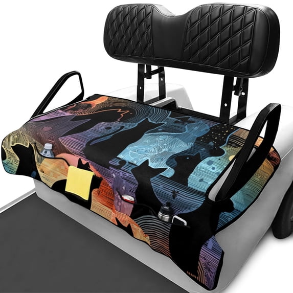 Uourmeti Colorful Cat Silhouette Pattern Golf Cart Seat Soft, Cute, Suitable for Sports, Fit for Yamaha