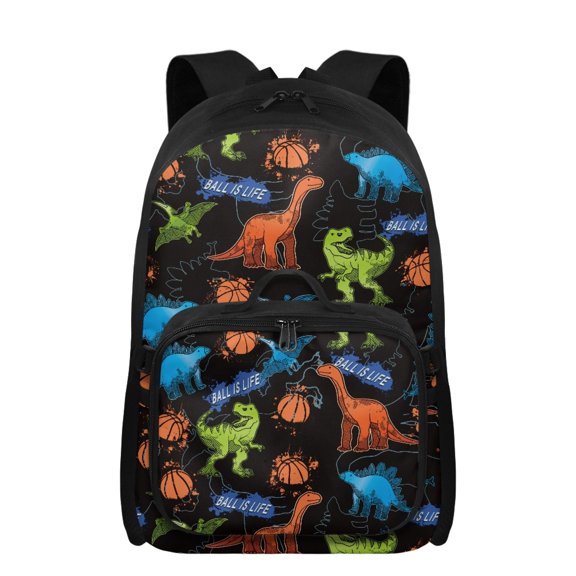 Uourmeti Colorful Dinosaur Large School Backpack for Teen Girls Elegant Backpack with Insulated Lunch Bag for Girls 8-10 17 Inch Durable Schoolbag School Travel Use
