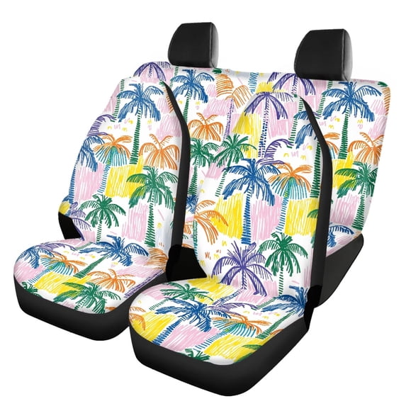 Uourmeti Colorful Palm Tree Pattern Car Seat Covers Full Set Breathable Automotive Seat Covers Full Set Easy to Install Washable Durable Fit for Trucks Cars