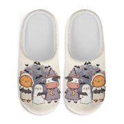 Uourmeti Cow Ghost Cat Bat Anti Skid Gifts Slippers Non Slip Rubber Sole Soft Plush Fuzzy Indoor Outdoor House Shoes Warm Cozy Comfy Comfortable Sole