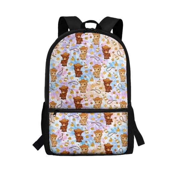 Uourmeti Cowboy Horse Tie Dye Print Everyday Backpack, Smooth Zippers School Bag 17 Inch Soft Skin Friendly School Backpack for Travel Shopping