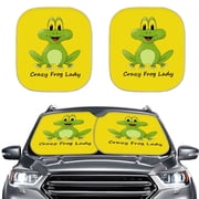 Uourmeti "Crazy Frog Lady" 2-Piece Windshield Sun Shade | Cute Cartoon Design | Blocks UV Rays & Keeps Car Cool | Universal Fit for Sedans, SUVs & Trucks