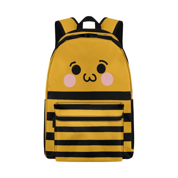 Uourmeti Cute Casual Backpack with Bumblebee Face Stripe - Great for Daily School and Travel Trips