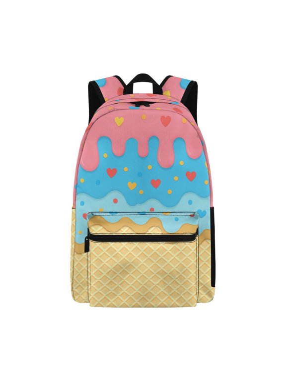 Cute Casual Backpack with Melting Ice Cream Pattern - Great for School Daily Commute and Weekend Trips